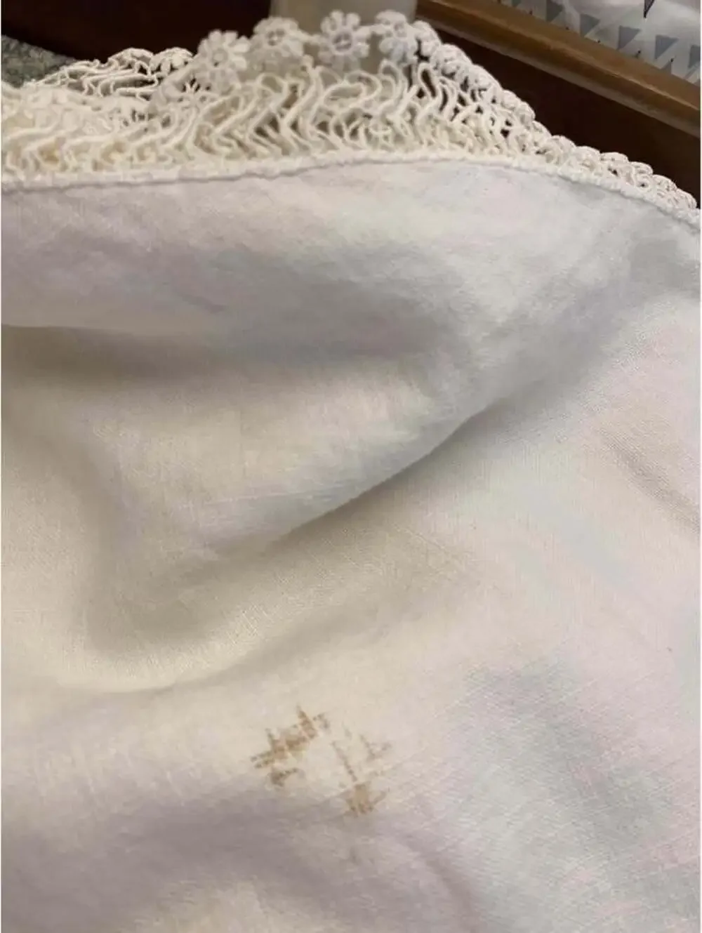 Vintage threadwork square tablecloth